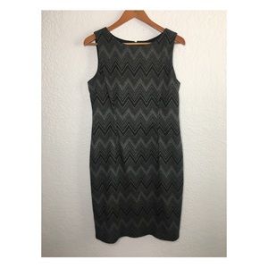 Nine West Sleeveless Black & Gray Stripped Dress